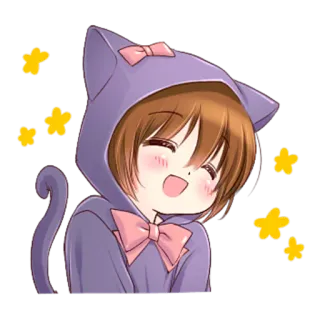 😂 Anime, Gato, Kawaii, Lindo, Chica telegram sticker