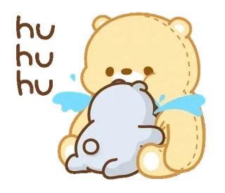 🐰 hu hu hu 곰, 울음, 귀여운, 귀여운, 포옹 whatsapp sticker