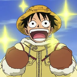 ✨ Monkey D. Luffy One Piece anime, desenho animado, feliz, sorrindo, Luffy telegram sticker