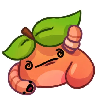 🤕 cartoon, peach, worm, fruit, character, cute telegram sticker