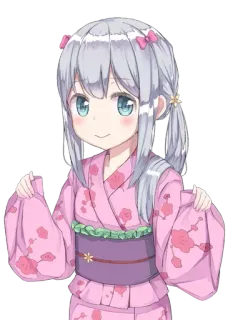 ☺️ 动漫, 女孩, 和服, 卡哇伊, 可爱, 卡通, 角色 telegram sticker