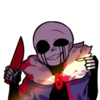 ☁️ Killer Sans couteau, sang, undertale, maléfique, squelette telegram sticker