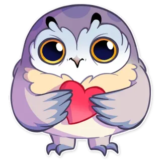 ❤ burung hantu, hati, imut, stiker, binatang, burung, cinta telegram sticker