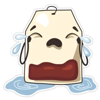 😭 ถุงชา, ร้องไห้, เศร้า, อารมณ์, การ์ตูน, เครื่องดื่ม, ดื่ม telegram sticker