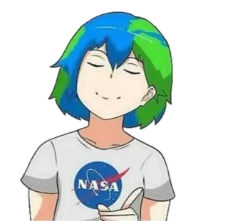 👍 NASA terra, planeta, anime, nasa, agência espacial, humanoide, desenho animado telegram sticker