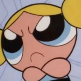 😠 Bubbles The Powerpuff Girls Cartone animato, Arrabbiato, Bubble, Le Superchicche, Carino, Personaggio telegram sticker