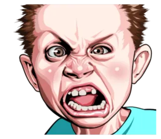 😩 angry, face, cartoon, expression, boy telegram sticker