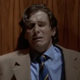 😢 Patrick Bateman American Psycho weinend, verzweifelt, Yuppie, Geschäftsmann, ängstlich whatsapp sticker