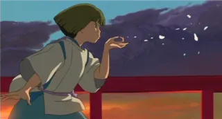 😘 Spirited Away Anime, A Viagem de Chihiro, Haku, Soprando, Folhas whatsapp sticker