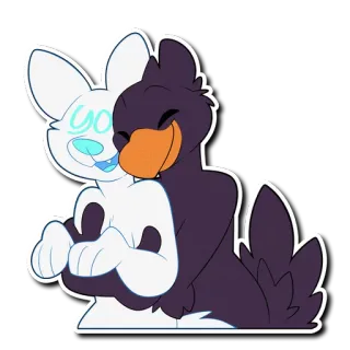 🤗 Yo kreskówka, zwierzę, przytulanie, uroczy, przyjaźń, biały, czarny telegram sticker