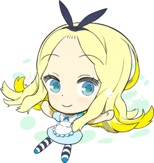 🙂 Alice Alice in Wonderland Q版, 爱丽丝, 幻想, 卡通, 可爱, 金发 whatsapp sticker