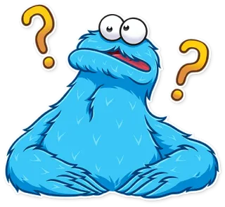 🤨 Cookie Monster Sesame Street krümelmonster, sesamstrasse, verwirrt, fragezeichen, monster, blau telegram sticker