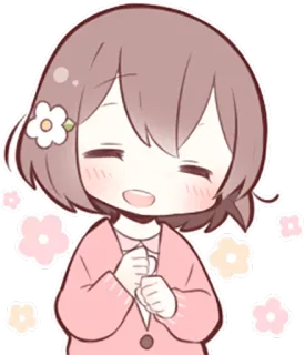 😄 Аниме, Каваий, Милый, Девушка, Цветок, Чиби telegram sticker