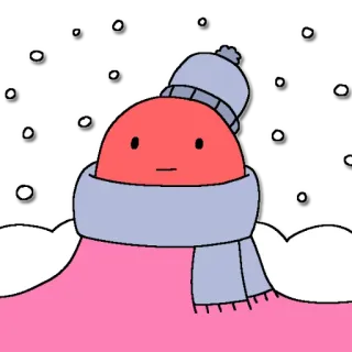 🌚 冬, マフラー, 帽子, 雪, かわいい, アニメ, ブロブ, キャラクター telegram sticker