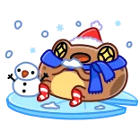 ❄️ rana, pupazzo di neve, inverno, neve, vacanza whatsapp sticker