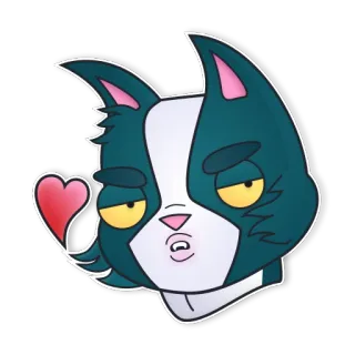 😘 gato, animal, amor, coração, desenho animado telegram sticker