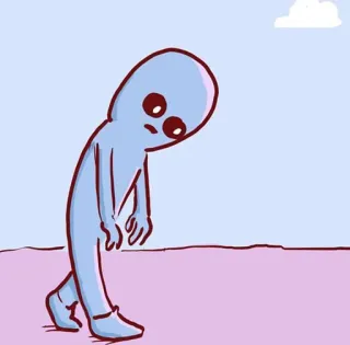 😕 宇宙人, 悲しい, 歩く, 漫画, イラスト telegram sticker