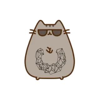 😎 Pusheen gato, gafas de sol, cool, dibujos animados, Pusheen, meme whatsapp sticker