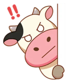 ‼ krowa, zwierzę, kreskówka, naklejka telegram sticker