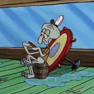 🍔 Squidward Spongebob Squarepants carlo, bob l'éponge, dessin animé, humeur, tonneau, triste telegram sticker