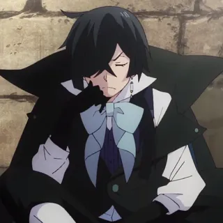 ♟ anime, black hair, bow, male telegram sticker