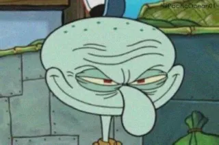 😈 Squidward Spongebob Squarepants carlo, bob l'éponge, dessin animé, suffisant, drôle, nickelodeon whatsapp sticker