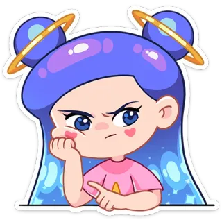 😔 Kartun, Stiker, Lucu, Gadis, Luar angkasa, Galaksi telegram sticker