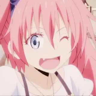 🍡 Milim Nava That Time I Got Reincarnated as a Slime Anime, Manga, Kawaii, Lucu, Fantasi, Rambut pink, Waifu, Isekai telegram sticker