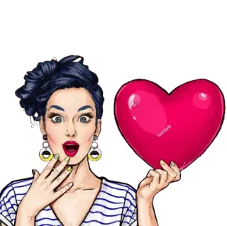 ❤️ frau, herz, liebe, pop art, schock, überraschung, aufkleber telegram sticker