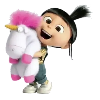 😃 Agnes Despicable Me cartoon, girl, unicorn, cute, despicable me, plush telegram sticker