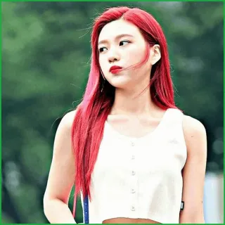 🥝 Joy Red Velvet, K-pop, นักร้อง, ผมแดง, ผู้หญิง, ภาพเหมือน telegram sticker