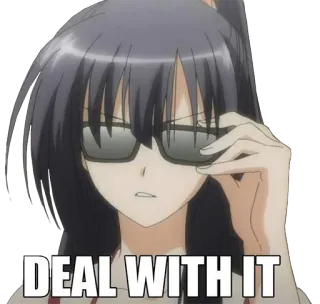 😎 DEAL WITH IT Supéralo, Gafas de sol, Meme, Anime, Chica, Cool telegram sticker