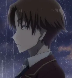 ⭐ Kiyotaka Ayanokoji Classroom of the Elite Anime, Classroom of the Elite, Kiyotaka Ayanokoji, rambut cokelat, remaja, serius, profil samping telegram sticker