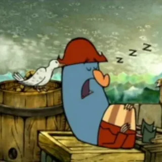 😴 zzz Kreskówka, Śpiący, Pirat, Ptak, Sen, zzz telegram sticker
