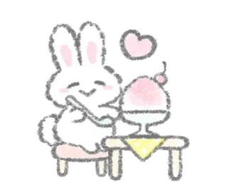 🏩 lapin, glace, kawaii, mignon, animal, coeur telegram sticker