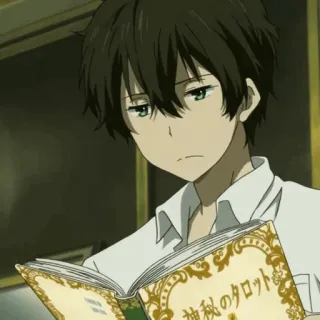 🎐 神秘のタロット anime, boy, tarot, reading, hyouka telegram sticker