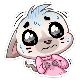 😅 gato, gatinho, fofo, kawaii, nervoso, suando, preocupado, medroso whatsapp sticker