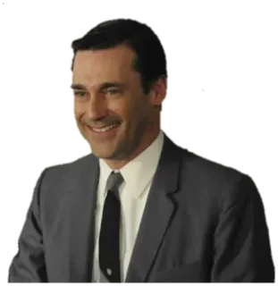 😁 Don Draper Mad Men homem, sorriso, terno, propaganda, elegante, negócios whatsapp sticker