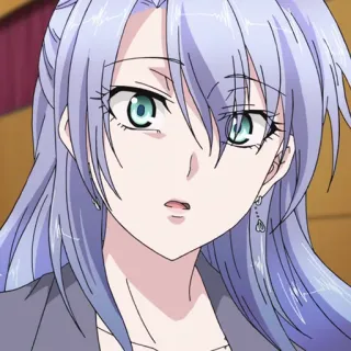 📉 anime, gadis, karakter, perempuan, rambut biru, anting whatsapp sticker