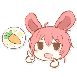 🥕 królik, marchewka, uroczy, anime, chibi, kawaii telegram sticker