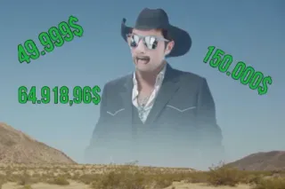 👻 49.999$
64.918,96$
150.000$ деньги, пустыня, солнцезащитные очки, ковбойская шляпа, костюм telegram sticker
