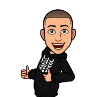 🌟 Kartun, Kerangka, Jempol ke atas, Bitmoji, Avatar telegram sticker