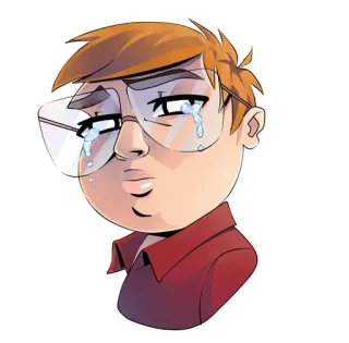 😢 triste, pleurer, émotionnel, dessin animé, illustration, personnage whatsapp sticker
