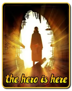 😎 the hero is here pahlawan, cahaya, sosok, siluet, petualangan telegram sticker