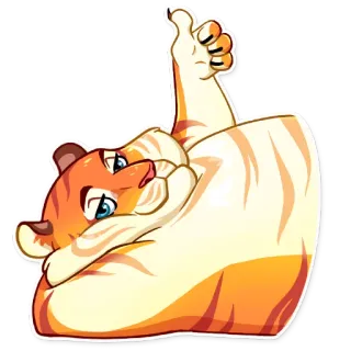 👍 tigre, animal, dessin animé, orange, mignon, mammifère telegram sticker