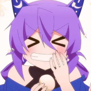 😋 @fix_fox anime, volpe, personaggio, capelli viola, carino telegram sticker