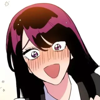🤩 动漫, 卡通, 女人, 开心/快乐, 脸红 whatsapp sticker