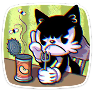 ☹️ gato, dedo do meio, rude, feijões, ofensivo, desenho animado whatsapp sticker