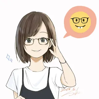 🤓 girl, glasses, anime, cartoon, emoji, cute telegram sticker