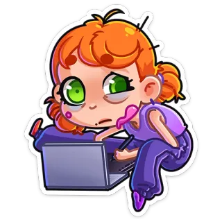 💻 cartoon, illustration, drawing, artist, graphic design, digital art, tired, character whatsapp sticker